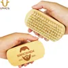 MOQ 50 PCS OEM Custom LOGO Square Wooden Beard Brush White Boar Hairs Brushes Men Facial Hair ombing Sales for Amazon