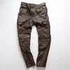 Men039s Pants 2022 Mężczyźni Fabryki Vintage szare narzędzia wielopokowerskie skórzane motocykl motocyklowy motocykl rowerzysta 7284954