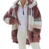 여성용 플러시 까마귀 뜨거운 판매 트렌드 새로운 가을과 겨울 느슨한 플러시 멀티 컬러 후드 재킷 무료 배달 Biggorange x0721