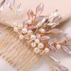 Hair Clips & Barrettes Handmade Vintage Gold Combs Women Bridal Ornaments Pearls Rhinestone Headpiece Leaf Wedding Accessories