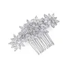 SLBRIDAL Luxury Trendy Prong Setting Cubic Zirconia Bridal Hair Comb Wedding Headpieces Women Girls Jewelry Accessories 210707