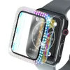 Dual Bling -fodral med skärmskydd för Apple Watch IWatch SE 6/5/4 44mm 40mm Glass Crystal Diamond Cover Bumper 42mm 38mm