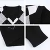Англия стиль Argyle Y2K вязаные свитера женские черные 90-х годов к клетку вязаные одежды V шеи с длинным рукавом осень зимние пуловерные перемычки 210415