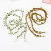 Belts Creative Green Leaf Tassel Waist Chain Rope Big Pearl Women Girls Thin Belt Handmade Cotton Linen Braided