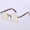 Acetat Vintage Randlose Sonnenbrille Männer Kristall Runde Brille Frauen Retro Gelb Grün Objektiv Brillen Mann Brille Oculos Brillen Mode Fram