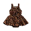 Lioraitiin 0-18M Newborn младенческая девочка ползунка мода без рукавов леопарда печатные платья лоскутный комбинезон наряд G1221