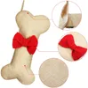 Sublimation Dog Bone Christmas Stockings Pet Burlap Sock with Bowknot Fireplace Xmas Tree Hanging Decoration