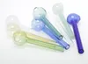 Tuyau de brûleur à mazout en verre Pyrex coloré 12cm Tobcco Herb Water Bong Pipes à main Accessoires pour fumer Tube DHL