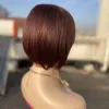人間の髪の前髪の短いかつら安いブラジルのレミー色の黒人女性のためのダークブラウンカラーソフトフルマシンウィッグ