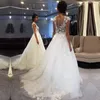 ZJ9181 2021 Brautkleider Kleid Gown anmutig Strand Backless floral Appliced ​​Lace Brautkleider Tüll Plus Größe für Frauen