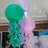 Lanternes de méduse suspendues scintillantes en forme de sirène, 3 pièces/ensemble, lanternes en papier de souhait pour chambre de bébé fille, décor de réception-cadeau pour bébé