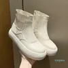 Bottes couleur bonbon haut haut femmes plate-forme chaussures blanches pour printemps 2021 cheville femme