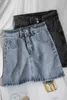 Uma saia de jeans de bolso de corte primavera fina fina saia feminina fêmea 210507