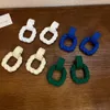 Dangle kroonluchter acryl geometrische vierkante oorbellen voor vrouwen vintage eenvoudige witte zwarte blauwe groene kleur holle oorbellen bos mode-sieraden