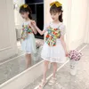 Fille Robes Grand Arc Pour Floral Enfants Costume D'été s 6 8 10 12 14 210528