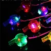 FreeShip 50pcs LED Light Up 6*3.2cm Whistle Flashing Glow Sport Whistle with Strap Lanyard Necklace For Party Concert Disco Wedding 4671 Q2