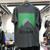 Camisetas masculinas de tamanho grande rhude t-shirt das mulheres dos homens de alta qualidade relâmpago gráfico rhude eagle t vintage topos manga curta colarinho tag tees 80