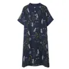 Artı Boyutu A-Line Patchwork Kadınlar Elbise İlkbahar Yaz Kısa Kollu Baskı Bayanlar Gevşek Midi Gömlek Elbise D0D325N 210331