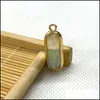 Charms Jewelry Findings & Components Cylindrical Laser Imitation Shell Pendant Alloy Frame Size 9X26Mm Suitable For Diy Earring Aessories Wh