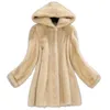 Women's Fur Women's & Faux 2022 Women Natural Mink Jacket Long Style With Sashes Elegant Lady High Quality Winter Coat CRJ013