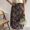 Lato Floral Print Midi Skirs Wysokiej talii Spódnice Koreańska Moda Kobiet Faldas Streetwear 210421