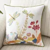 Coussin Décoratif Oreiller Papillon Paon Broderie Housse De Coussin 45x45cm Floral Country Style Coton Décoration De La Maison Pour Livin231I