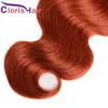 Vague corporelle pré-colorée Humain Hair Weave Bundles brûlés Orange Brésilienne Vierge Extensions 3PCS Deux Ton 1B 350 Wavy Tissage Tangle libre