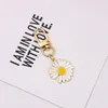 Dayoff Kawaii Yellow White Daisy Flowers chain for Enamel Flower Charm Chain Women Girls Key Ring K154