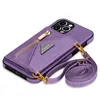 PU Läder Telefon Väskor till iPhone 11 12 13 Mini Pro XS Max XR 8 7Plus kortplats Flap Wallet Väska med kedja Lång Crossbody Bag