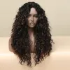 Long Kinky Curly Lace Frontal Wig Black Mixed Brown Synthetic Transparent Lace Front Wig for Black Women Brazilian Wigsfactory direct