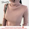 Yitimoky толстый зимний свитер женская одежда водолазка 2021 корейская мода осень вязание пуловер коричневые перемычки стремятся новый x0721