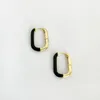 Hoop & Huggie Flashbuy Design Gold White Chic O Shaped Earrings Women's Chunky Enamel Copper Geometric Minimalist Jewelry