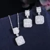 INS TOP SELL Luxury Jewelry Set 925 Sterling Silver T Princess Cut White Topaz Cz Diamond Gemstones Party Handgjorda kvinnor dingle ea302k