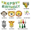 44 pçs / set selva safari tema festa decoração de aniversário menino crianças banner animal bolo topper tablecloth selva aniversário suprimentos 210408