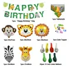 44pcs / Set Jungle Safari Thème Fête Anniversaire Décoration Garçon Enfants Animal Bannière Gâteau Topper Nappe Jungle Anniversaire Fournitures 210408