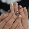 False Nails Sexy Leopard Print Brown Abs Nail Art Short Round Artificial Sparkling Designed Pattern 24pieces Prud22