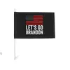 Drapeaux de voiture Let's Go Brandon personnalisés pour Windows 12x18 pouces 30x45cm couleur vive forte résistance au vent avec poteau de 43cm RRD12594