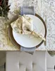 100% Linen 45x45 Flower Printed Table Napkin Set Dinner Comfortable Multicolor Luxurious Fabric Napkins for Christmas/Thanksgiving