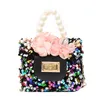 Mini bolsas infantis Tote Meninas Bonitos Princesa Messenger Saco Menina Pequena Moeda Cara Bolsa Crianças Party Pearl Bolsa