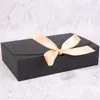 Błękitny Papier Kraft Pudełko Pudełko Z Wstążką Boże Narodzenie Baby Shower Favor Boxes Wedding Party Cookie Cake Packging