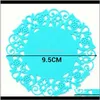 Mats Pads Decoration Aessories Kitchen, Dining Bar Home & Gardencolorful Lace Flower Hollow Design Round Sile Table Heat Resistant Mat Cup Co