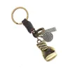 Party Favor Trendy Vintage Punk Boxing Gloves Keychain Mens Car Key Chain Holder Leather Metal Key Ring Present smycken Tillbehör