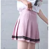 Женские эластичные юбки с высокой талией корейская полосатая сладкая танцевальная юбка Harajuku плиссированная 2021 летнее мини -мини -миниму
