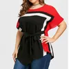 Sagace T Shirt Mulheres Moda Plus Size Batwing Manga Gravata Cinto Assimétrica T-Shirt Tops Vector Femme 2022 Roupas Femininas Mulheres