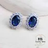 Silver 925 Women Bridal Jewelry Sets Blue Zirconia Costume Fine Jewellery Wedding Necklace Earrings Rings Bracelets Pendant Set 225276585