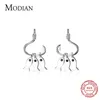 Glossy Three Small Fish Hooks Earring for Women Gift Real 925 Sterling Silver Simple Animal Dangle Fine Jewelry 210707