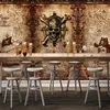 Фото обои 3d стерео кирпичная стена европейский стиль ретро бар ресторан кафе фоновые стены фрески творческий водонепроницаемый фреска
