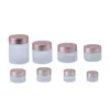 Frosted Glass Jars Face Cream Bottles Refillable Clear Cosmetic Containers with Rose Gold Cap 5g 10g 15g 20g 25g 30g 50g 60g 100g Lotion Lip Balm Packing Bottle