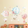 Pegatinas de pared de dibujos animados de jardín de infantes, lindo elefante, avión, globo de aire, decoración para habitación de niños, papel tapiz para dormitorio de bebé