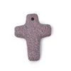 Perline sfuse in pietra lavica vulcanica con croce da 5 cm, con ciondolo in rilievo, accessori per la creazione di gioielli per collane e bracciali